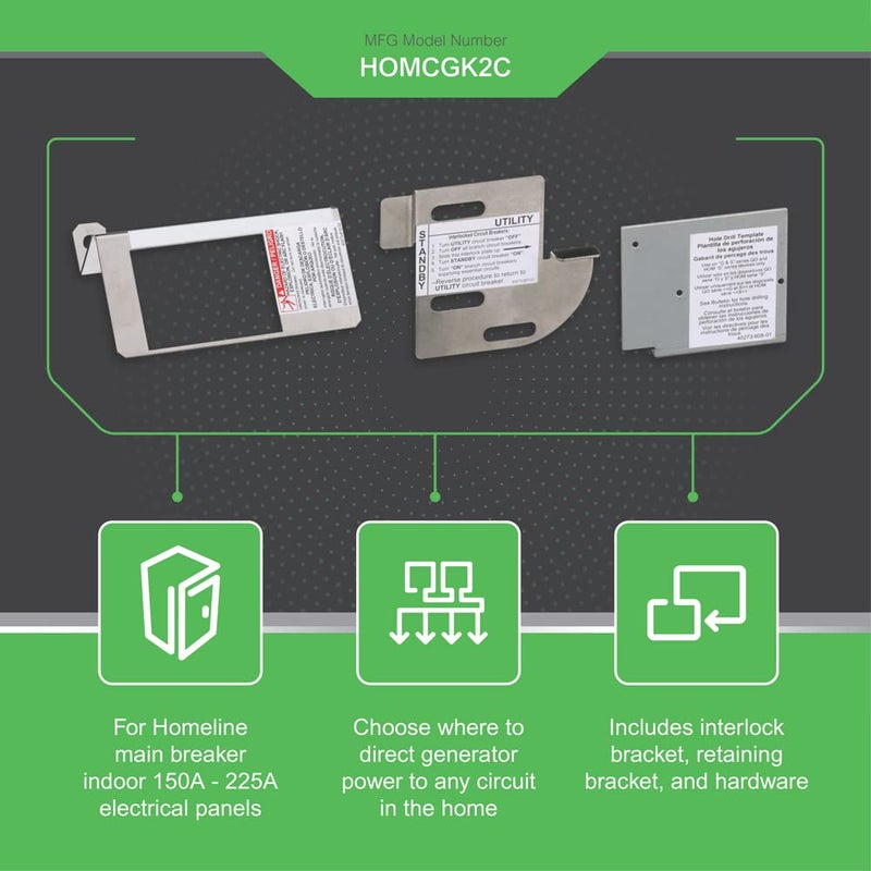 Schneider Electric Square D - HOMCGK2C Homeline Cover Generator and QOM2 Frame Size Main Breaker Interlock Kit  - Image 4