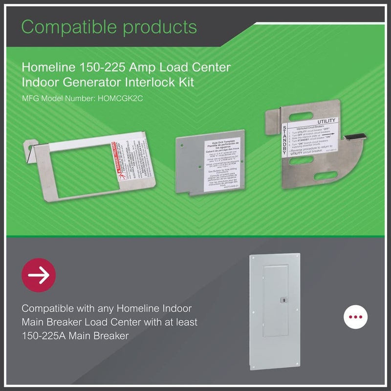 Schneider Electric Square D - HOMCGK2C Homeline Cover Generator and QOM2 Frame Size Main Breaker Interlock Kit  - Image 3
