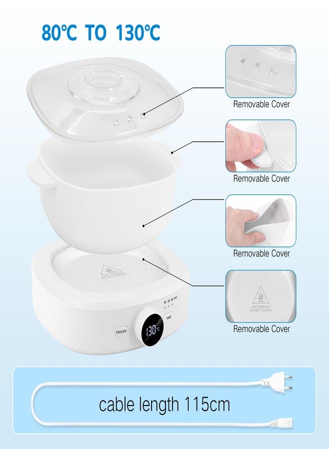 Moosec Wax Warmer for Hair Removal, Adjustable Temperature, Digital Display Professional Hot Wax Warmer Pot with Silicone Bowl, Timer setting，white - Image 4