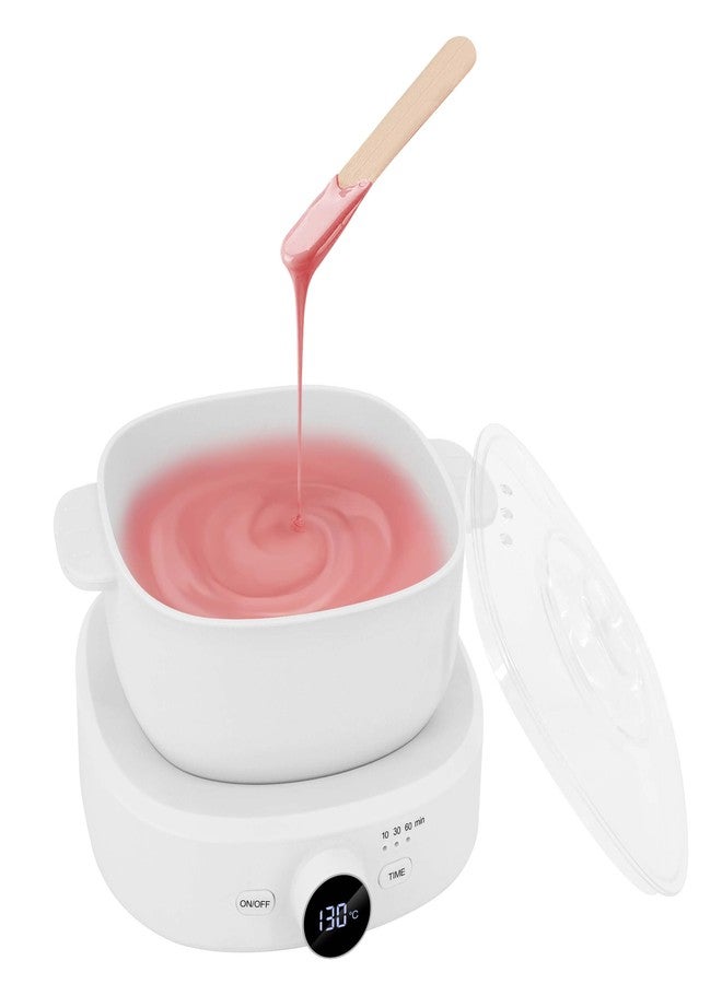 Moosec Wax Warmer for Hair Removal, Adjustable Temperature, Digital Display Professional Hot Wax Warmer Pot with Silicone Bowl, Timer setting，white - Image 1