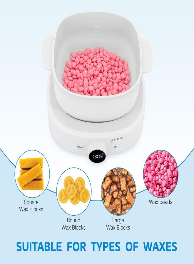Moosec Wax Warmer for Hair Removal, Adjustable Temperature, Digital Display Professional Hot Wax Warmer Pot with Silicone Bowl, Timer setting，white - Image 5