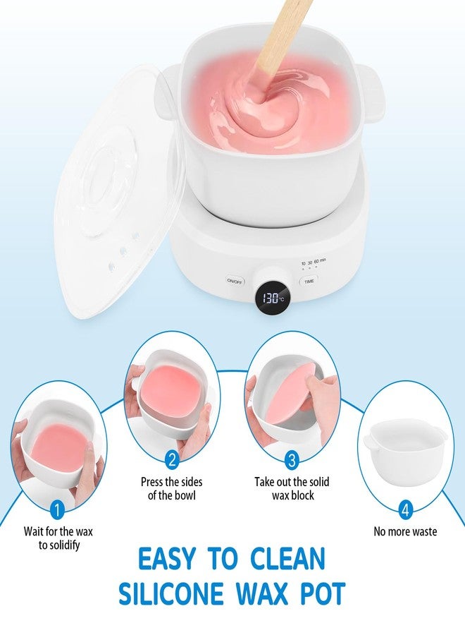 Moosec Wax Warmer for Hair Removal, Adjustable Temperature, Digital Display Professional Hot Wax Warmer Pot with Silicone Bowl, Timer setting，white - Image 3