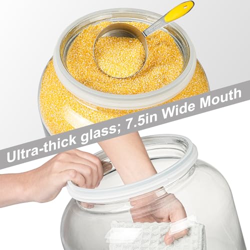 Daitouge Large Glass Jars with Lids, 5.5 Gallon (21000 ML) Glass Canisters - Super Wide Mouth Glass Jar Heavy Duty Glass Storage Jars with Lid for Storing Flour, Rice, Set of 1 - Image 3