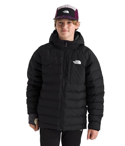 The North Face Boys Reversible Perrito Hooded Jacket Lightweight Water Resistant Coat Performance Insulation TNF BlackSmoked Pearl Large - Image 1