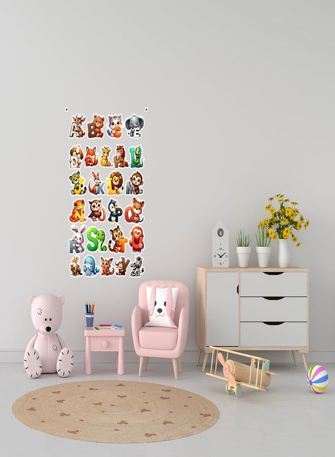 Deep Print Mart Alphabets Sticker with Animal Image for Baby & Kids Room - High Glossy Wall Stickers for Nursery and Toy Room Décor | Size 2 inch | - Image 4