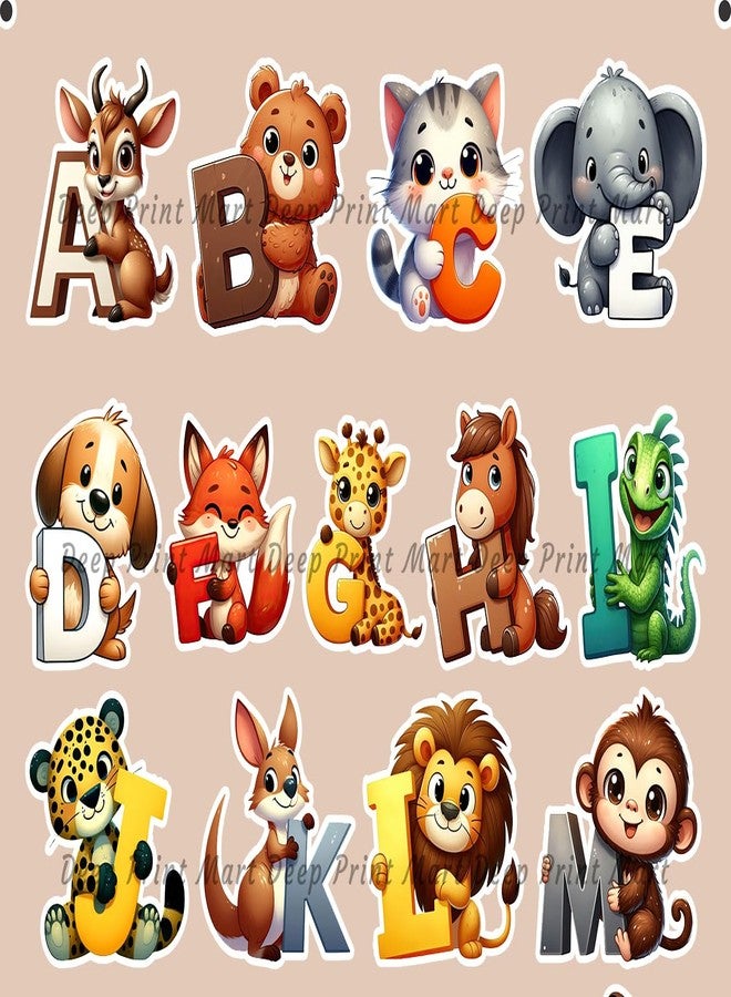 Deep Print Mart Alphabets Sticker with Animal Image for Baby & Kids Room - High Glossy Wall Stickers for Nursery and Toy Room Décor | Size 2 inch | - Image 2