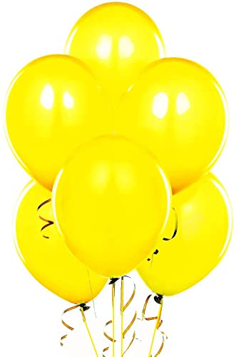 DelightBox 12" Standard Yellow Latex Balloons, 100 Count - Image 1