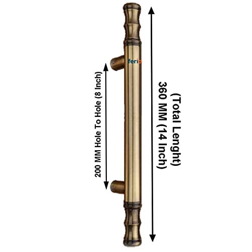 FERIO Glass Door Handle Set - Stainless Steel Pull Handle for Living Room and Home - Brass Antique Finish, 14 Inch (Pack of 1) - Image 2