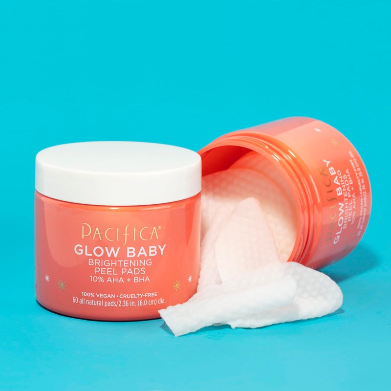 Pacifica Glow Baby Brightening Peel Pads 10% AHA + BHA Exfoliating Face Pads for Glowing Skin Resurfacing Glycolic Acid & Salicylic Acid Pad to Smooth Texture & Minimize Pores Fragrance Free 60 Count - Image 4