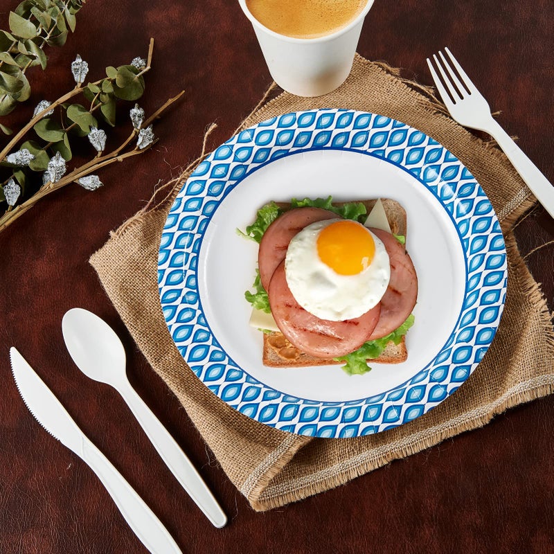 MUCHII Paper Plates 10 Inch  150 Count Soak and Cut Proof  Blue Large Disposable Plates Bulk for Daily Use  Parties - Image 4