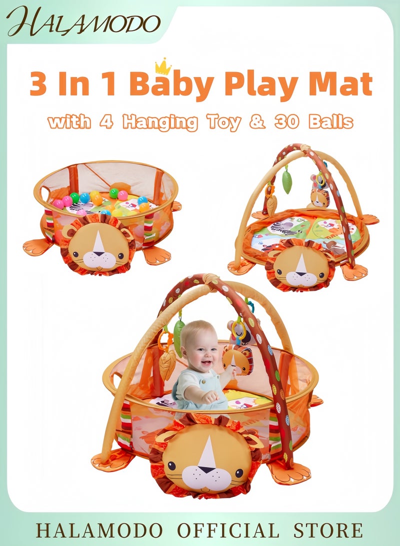 HALAMODO 3-in-1 Portable Foldable Baby Play Mat and 30 Balls Activity Gym and Ball Pit with Tummy Time Mat Sensory Toys for Toddlers 0-36 Months - Image 1