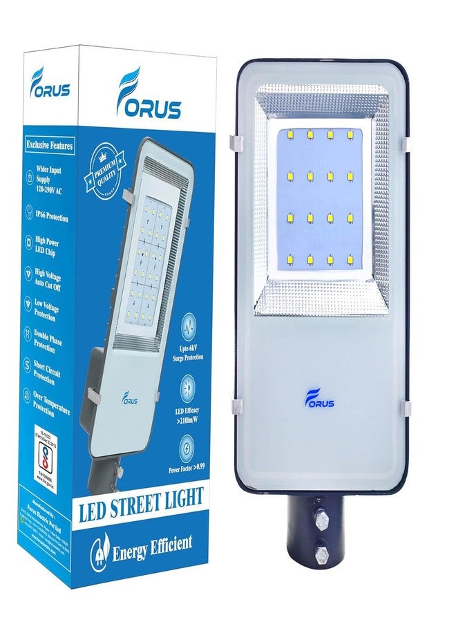 Forus 60W LED Street Light Warm White - IP66 Waterproof Outdoor Lighting Fixture, Energy Efficient Road Lamp with 5-Year Warranty for Street, Garden, Parking Lot, Highway, Backyard - 1PC - Image 1