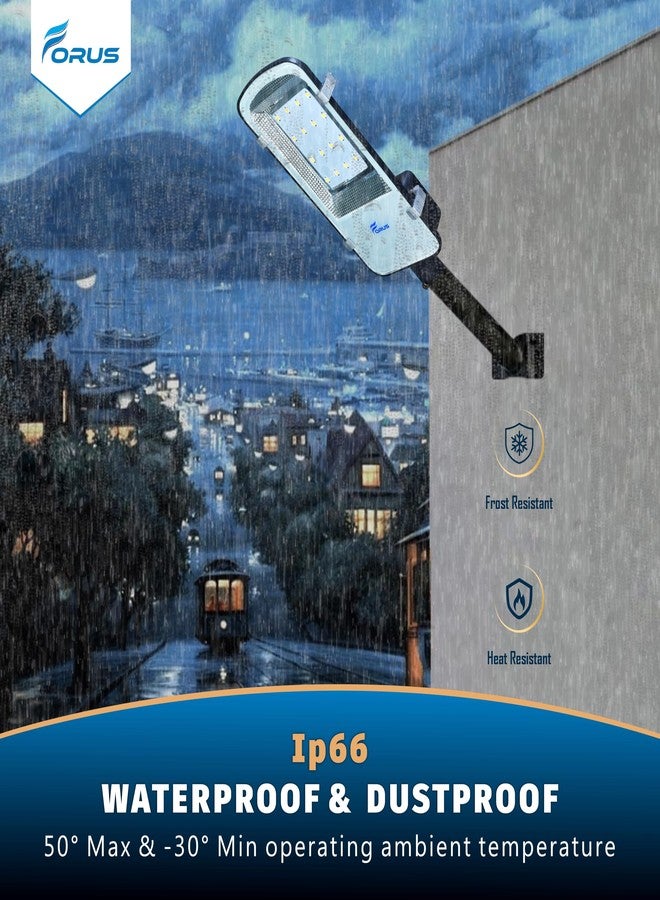 Forus 60W LED Street Light Warm White - IP66 Waterproof Outdoor Lighting Fixture, Energy Efficient Road Lamp with 5-Year Warranty for Street, Garden, Parking Lot, Highway, Backyard - 1PC - Image 4