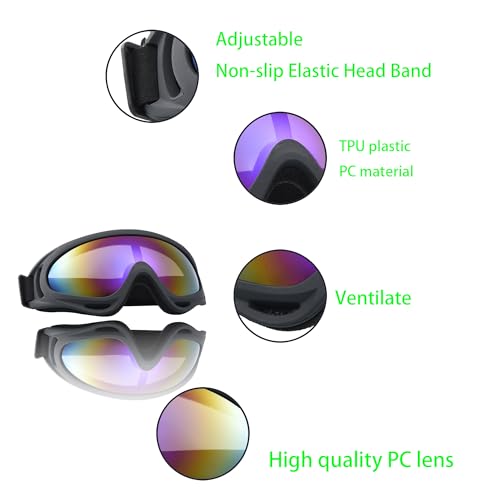 CROSSBODY 3 Pack Motorcycle Goggles, Dirt Bike ATV Motocross Anti-UV 400 Adjustable Riding Offroad Protective Tactical Military Goggles for Men Women Youth Kids Adult X400 Glasses - Image 4