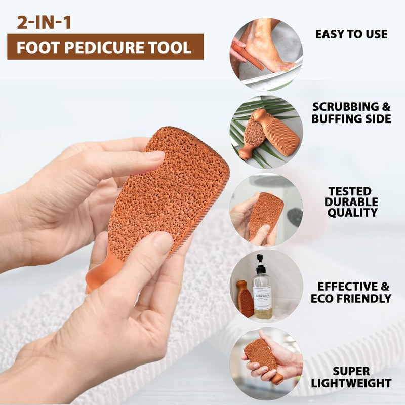 Love Pumice Love Natural Pumice Stone for Feet - 2-Sided Terra Cotta Foot Scrubber, Professional Exfoliating Clay Stone for Feet Hands Body Care - Pumice Stone for Feet Callus Remover & Dead Skin - Image 3