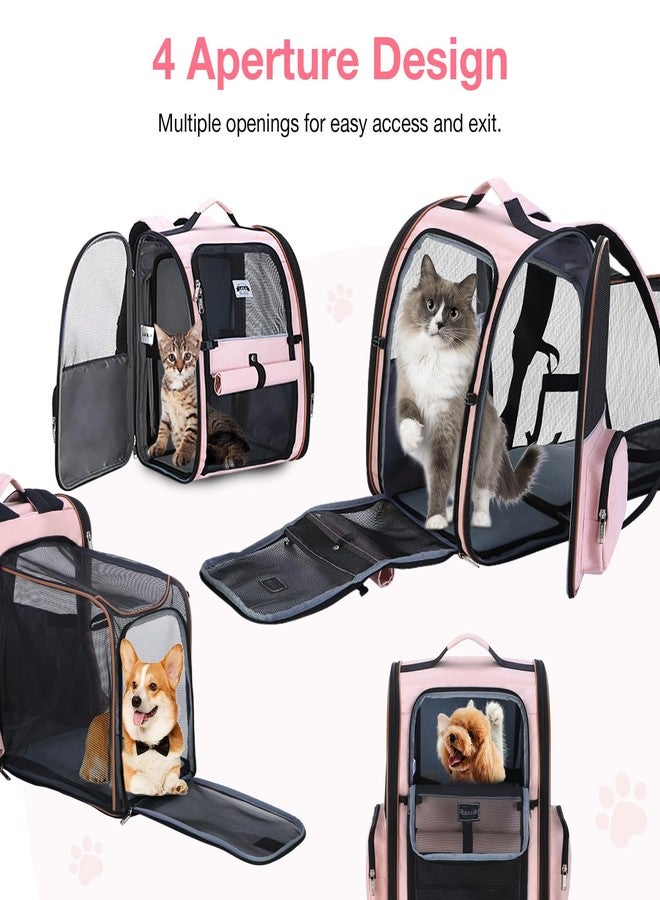 Lekebobor Large Cat Backpack Carrier Expandable Foldable Pet Carrier Backpack for Small Dogs Puppy Medium Cats Fit Up to 18 Lbs for Travel, Hiking,Pink - Image 5