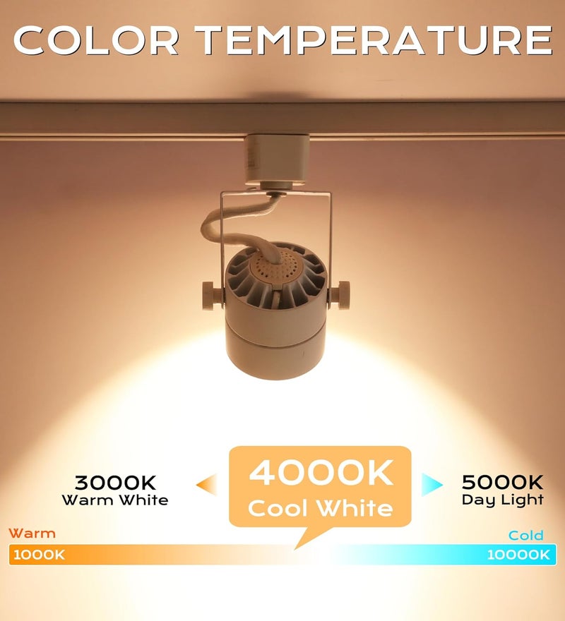 CLOUDY BAY 8W 4000K Cool White Dimmable LED Track Light Head,CRI90+ True Color Rendering Adjustable Tilt Angle Track Lighting Fixture,40° Angle for Accent Retail,White Finish,Halo Type- Pack of 6 - Image 2