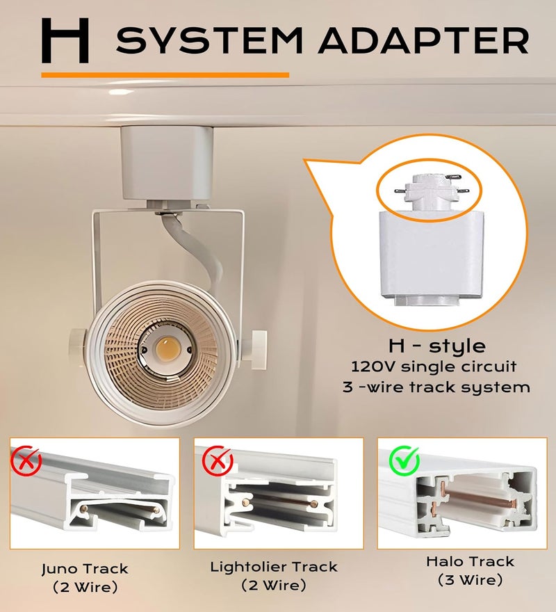 CLOUDY BAY 8W 4000K Cool White Dimmable LED Track Light Head,CRI90+ True Color Rendering Adjustable Tilt Angle Track Lighting Fixture,40° Angle for Accent Retail,White Finish,Halo Type- Pack of 6 - Image 3