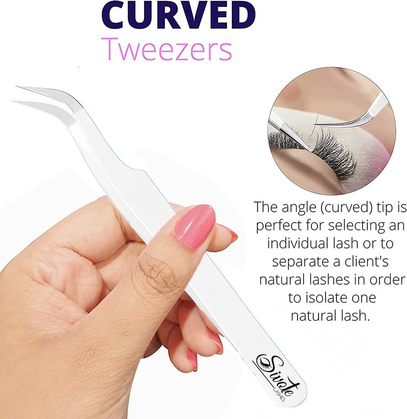 SIVOTE Lash Tweezers for Eyelash Extensions, Hand Calibrated Straight & Curved Tip, Pack of 3, White - Image 4