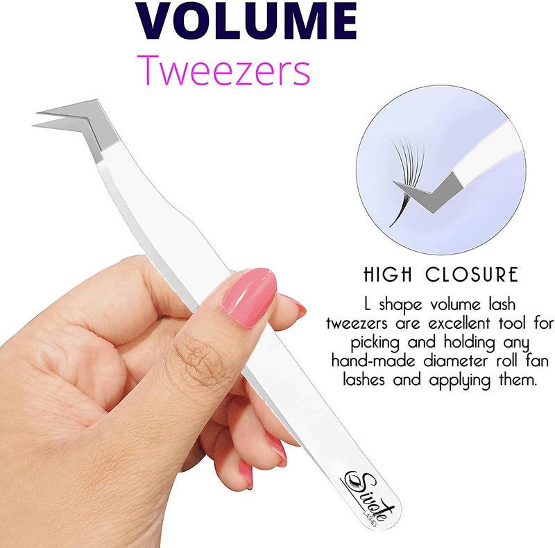SIVOTE Lash Tweezers for Eyelash Extensions, Hand Calibrated Straight & Curved Tip, Pack of 3, White - Image 5