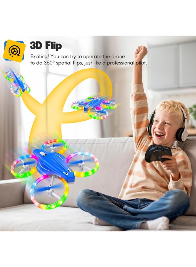 LBMT Drones Toys for Kids with Two Batteries,Indoor Outdoor Mini Quadcopter Toy with Cool Light and Fancy LED & Altitude Hold, RC Drone Toys with Propeller Protection, Children's Flying Toys with 360°Flips, Altitude-Hold, Self-Rotation, Headless Mode, 3 Speed Modes, One-Click Take-off/Landing,Birthday Gift for Boys Girls and Beginners - Image 5