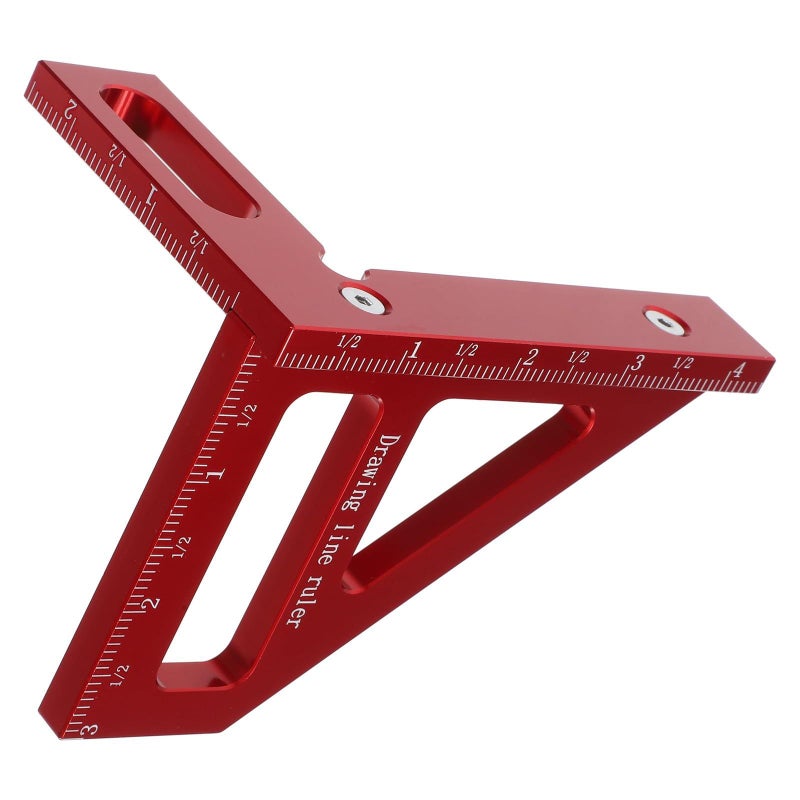 Aluminum Alloy Carpenter Triangle Scriber Ruler with 90 Degree Protractor and Imperial Scale - Image 2