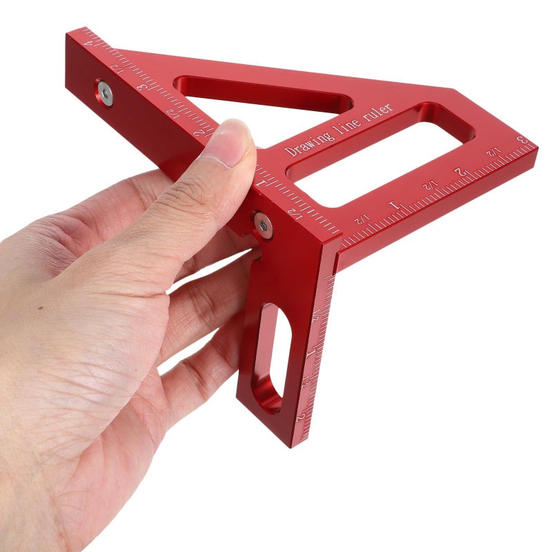 Aluminum Alloy Carpenter Triangle Scriber Ruler with 90 Degree Protractor and Imperial Scale - Image 5