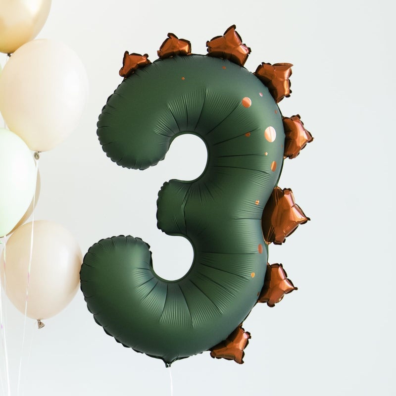 PartyDeco Dinosaur Number 3 Balloon PartyDeco 36 Inch Three Rex Balloons 3 Years Old Birthday Decorations Boy Dinosaur Third Birthday Party Supplies - Image 5