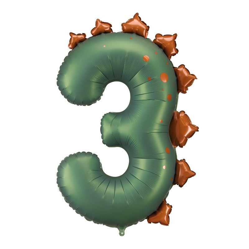 PartyDeco Dinosaur Number 3 Balloon PartyDeco 36 Inch Three Rex Balloons 3 Years Old Birthday Decorations Boy Dinosaur Third Birthday Party Supplies - Image 1