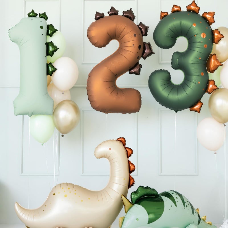 PartyDeco Dinosaur Number 3 Balloon PartyDeco 36 Inch Three Rex Balloons 3 Years Old Birthday Decorations Boy Dinosaur Third Birthday Party Supplies - Image 4