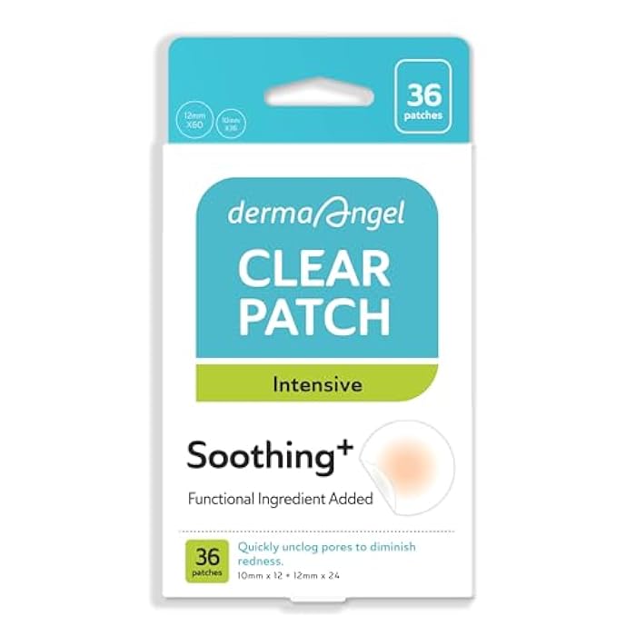 DERMA ANGEL Invisible Salicylic Acid Pimple Patches for Face - Redness Reducing Hydrocolloid Acne Patches, Clear Pimple & Zit Patches for Blind Pimples - 36 Count 2 Sizes Soothing Plus (Clear Patch) - Image 1