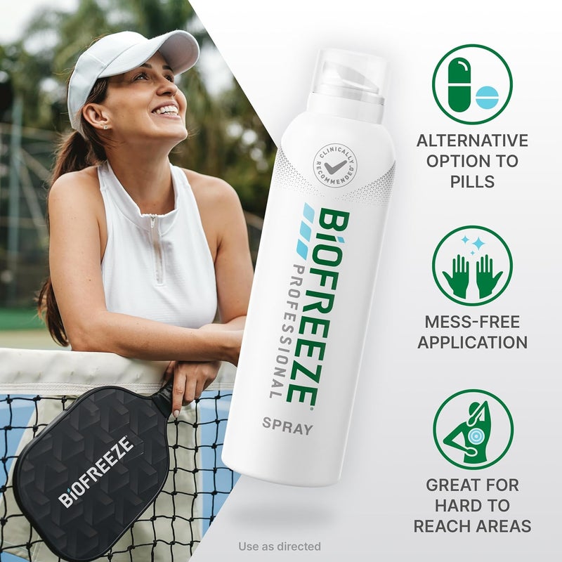 Biofreeze Professional Pain Relief Spray for Knee Neck Hip Joint Shoulder  Simple Backache Arthritis Pain Reliever Sore Muscle Relief Colorless Menthol Spray 4 Fl Oz Pack of 3 - Image 3