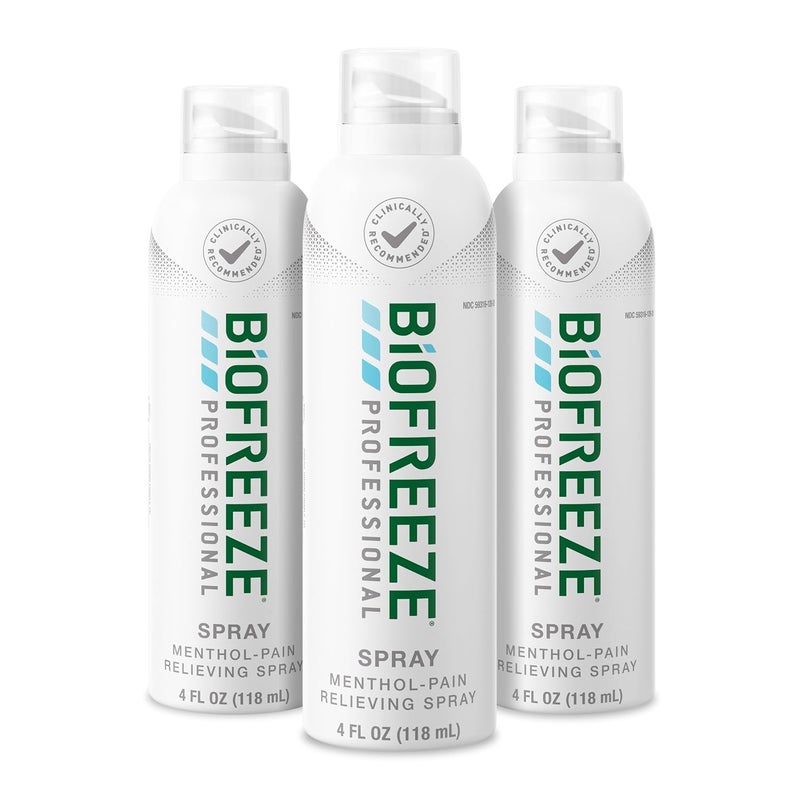 Biofreeze Professional Pain Relief Spray for Knee Neck Hip Joint Shoulder  Simple Backache Arthritis Pain Reliever Sore Muscle Relief Colorless Menthol Spray 4 Fl Oz Pack of 3 - Image 1