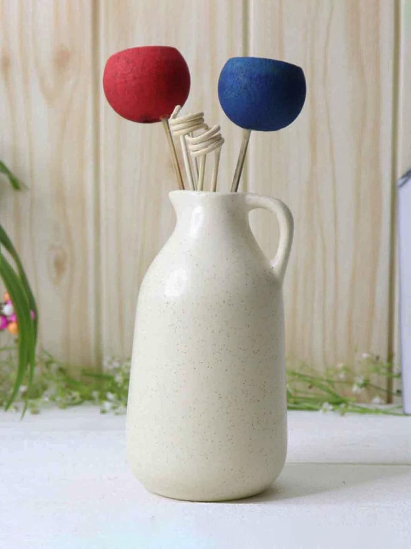Purezento Ceramic Jug Container Shape Vintage Tall Vase Pitcher Jug Farmhouse Home Decor for Centrepieces Living Room Kitchen Bedroom Apartment OfficeWhite - Image 1