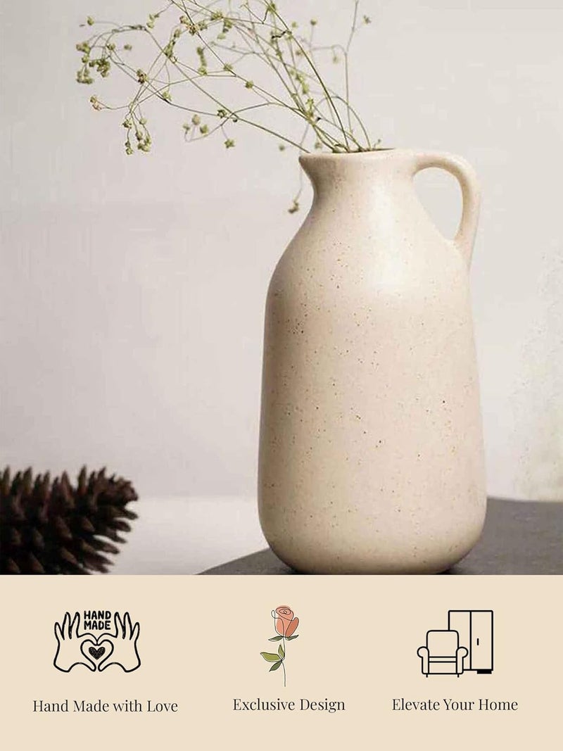Purezento Ceramic Jug Container Shape Vintage Tall Vase Pitcher Jug Farmhouse Home Decor for Centrepieces Living Room Kitchen Bedroom Apartment OfficeWhite - Image 3