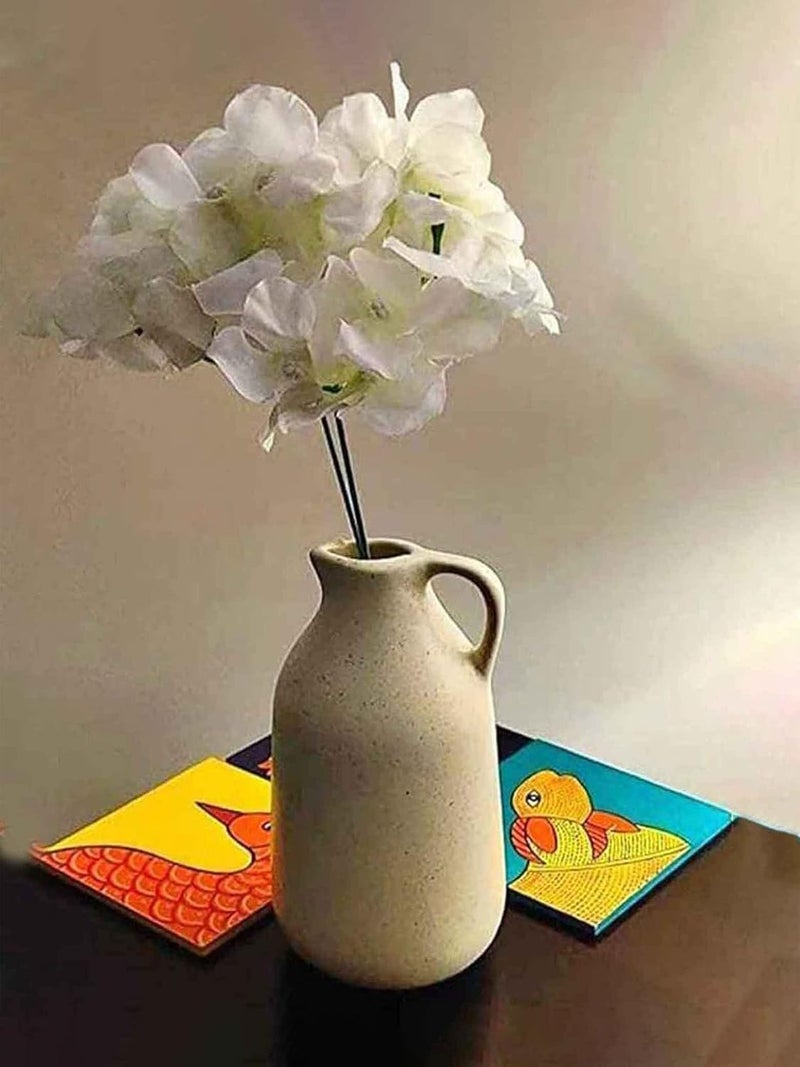 Purezento Ceramic Jug Container Shape Vintage Tall Vase Pitcher Jug Farmhouse Home Decor for Centrepieces Living Room Kitchen Bedroom Apartment OfficeWhite - Image 4