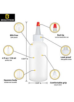 BRIGHTFROM Condiment Squeeze Bottles - 4 Oz Squirt Empty Bottles, Red Top Cap, Leak Proof - Great For Ketchup, Mustard, Syrup, Sauces, Dressing, Oil, Arts And Crafts, Bpa-Free Plastic - Pack Of 2  - Image 2