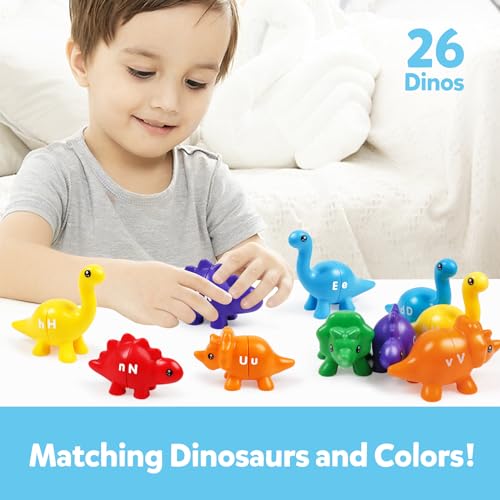 TSYAN Matching Letters Counting Dinosaur Toys with Double-Sided ABC Alphabet Preschool Learning Uppercase Lowercase Sensory Sorting Educational Montessori Toy Sets for Kids Toddler Aged 3+ Years Old - Image 2