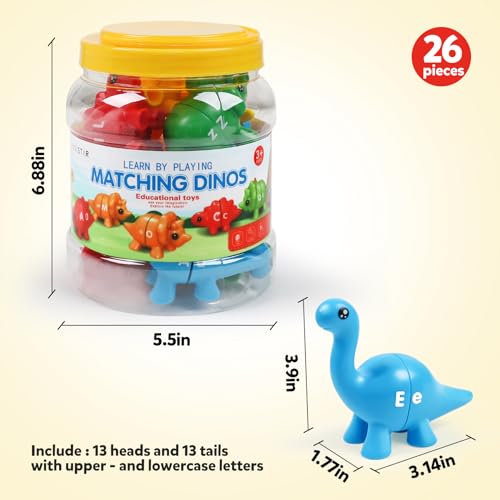 TSYAN Matching Letters Counting Dinosaur Toys with Double-Sided ABC Alphabet Preschool Learning Uppercase Lowercase Sensory Sorting Educational Montessori Toy Sets for Kids Toddler Aged 3+ Years Old - Image 3