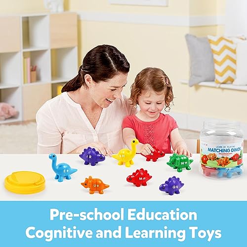TSYAN Matching Letters Counting Dinosaur Toys with Double-Sided ABC Alphabet Preschool Learning Uppercase Lowercase Sensory Sorting Educational Montessori Toy Sets for Kids Toddler Aged 3+ Years Old - Image 4