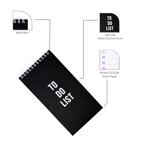 Papboo Easy to Carry To-Do List, Planner, Check list With 80 Printed Sheets Matte Finished Cover (Black) - Image 3