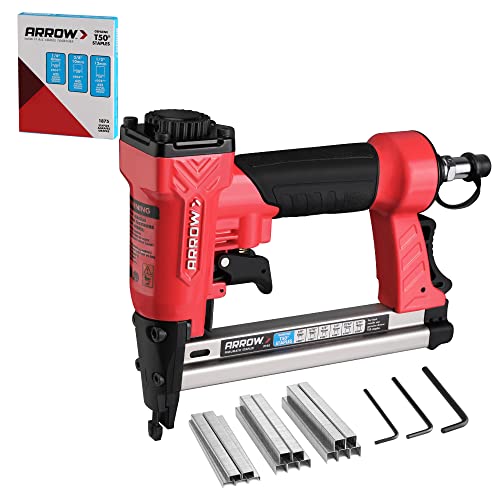 Arrow Fastener Arrow Pneumatic Staple Gun, Oil-Free Upholstery Stapler with 3750 Pieces T50 1/4", 3/8", 1/2" Staples, Adjustable Exhaust, for Woodworking, Professional and DIY Projects, PT50 - Image 1