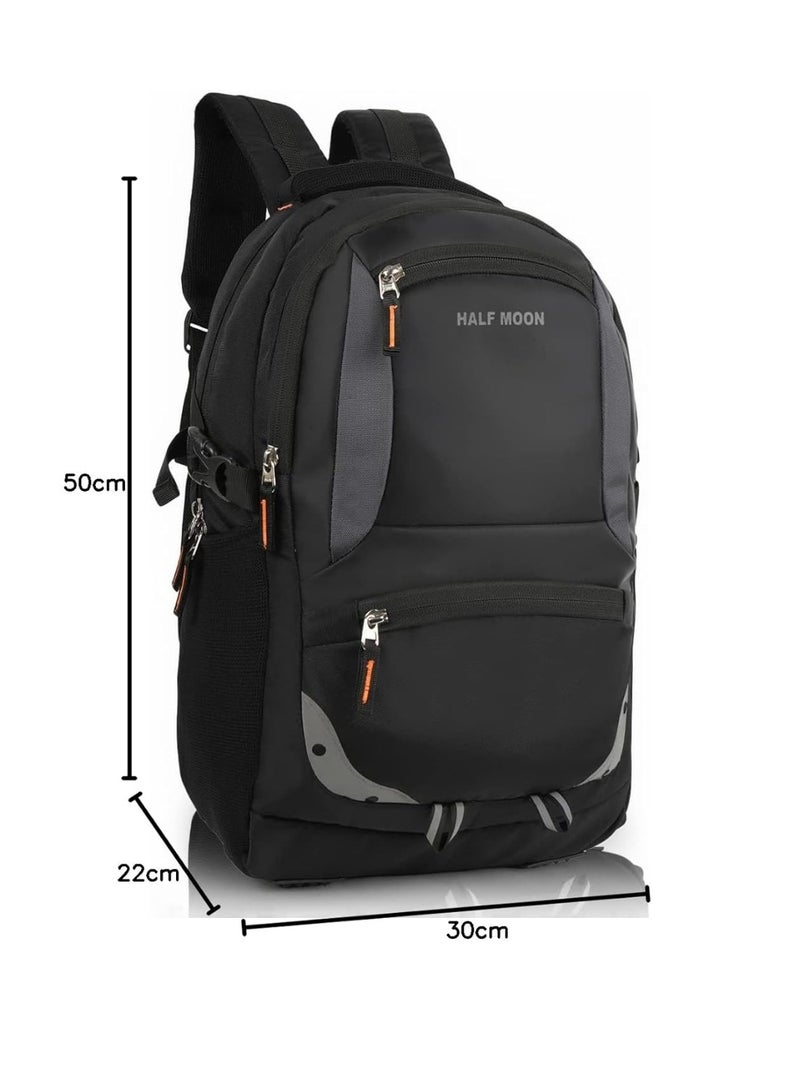 هاف مون Half Moon 35L Water Resistant 17.3" Laptop Bag for Men/Bagpacker Bag for Man| Office Bag for Mens Bag for Women with Padded Laptop Compartment | Spacious & Multiple Pockets (Black) - Image 4