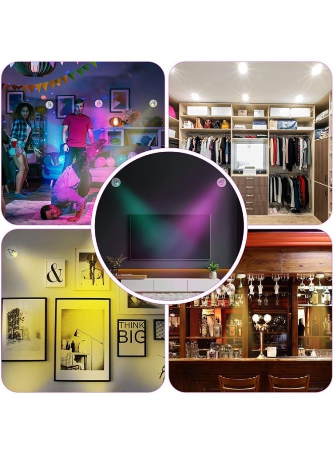 فورتي مصباحان LED لاسلكيان مع جهاز تحكم عن بعد، مصابيح RGB تعمل بالبطارية، مصابيح فنية داخلية للوحات الفنية، مصباح صغير متغير الألوان للصور، مصباح جداري صغير مع مؤقت ومخفت إضاءة، مناسب للممرات والخزائن وغرف النوم (أبيض) - Image 2
