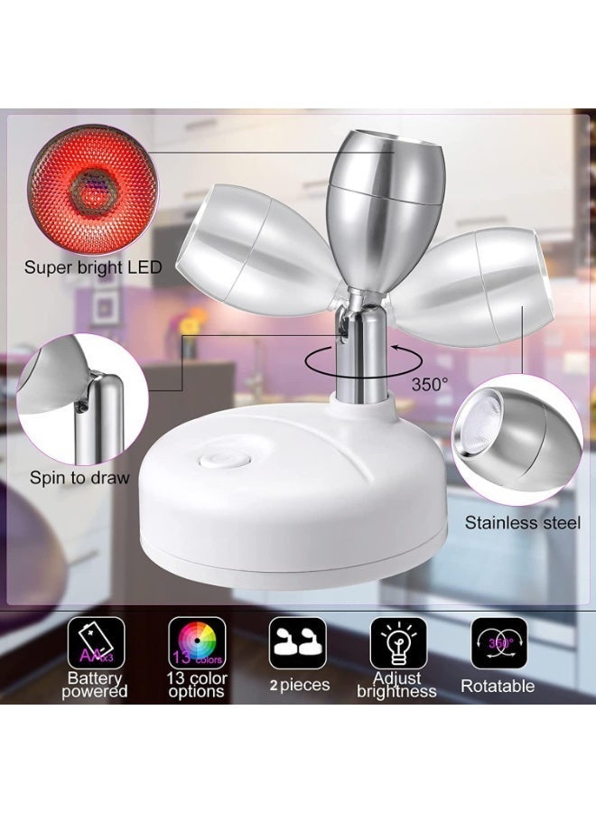 فورتي مصباحان LED لاسلكيان مع جهاز تحكم عن بعد، مصابيح RGB تعمل بالبطارية، مصابيح فنية داخلية للوحات الفنية، مصباح صغير متغير الألوان للصور، مصباح جداري صغير مع مؤقت ومخفت إضاءة، مناسب للممرات والخزائن وغرف النوم (أبيض) - Image 4