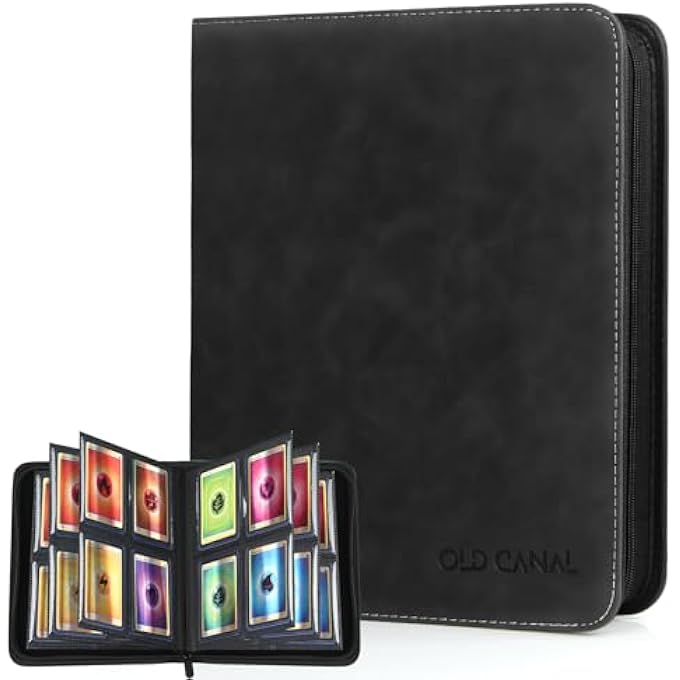 Old Canal TOP LOADER BINDER, 4 POCKETS CARD BINDER HOLDS 112 TOP LOADERS, PREMIUM TRADING CARD COLLECTION HOLDER, TOP LOADER STORAGE ALBUM FOR TCG, SPORTS CARDS, BLACK (FOR TOP LOADERS ONLY) - Image 1