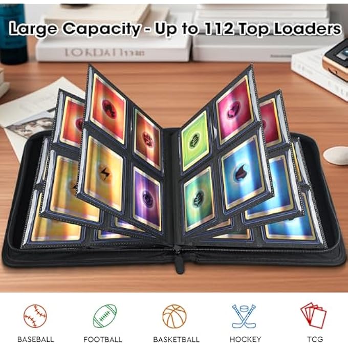 Old Canal TOP LOADER BINDER, 4 POCKETS CARD BINDER HOLDS 112 TOP LOADERS, PREMIUM TRADING CARD COLLECTION HOLDER, TOP LOADER STORAGE ALBUM FOR TCG, SPORTS CARDS, BLACK (FOR TOP LOADERS ONLY) - Image 5