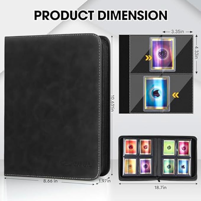 Old Canal TOP LOADER BINDER, 4 POCKETS CARD BINDER HOLDS 112 TOP LOADERS, PREMIUM TRADING CARD COLLECTION HOLDER, TOP LOADER STORAGE ALBUM FOR TCG, SPORTS CARDS, BLACK (FOR TOP LOADERS ONLY) - Image 3