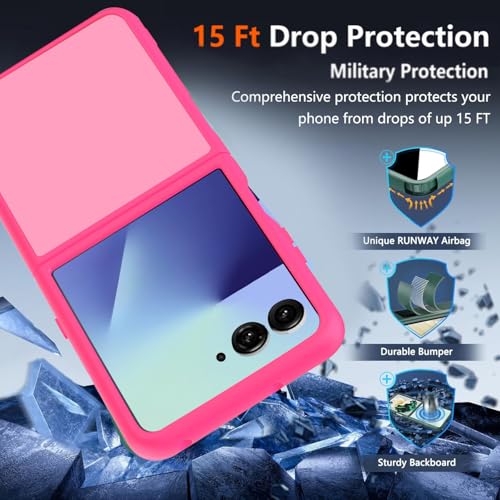 KEKBOXQ for Samsung Galaxy Z Flip 7 Case with Screen Protector, Slim-Thin Hard PC Original Silicone Phone Case Cover Z Flip7,Anti-Scratches Shockproof Protective Cases for Samsung Flip 7 5G,Hot Pink - Image 2