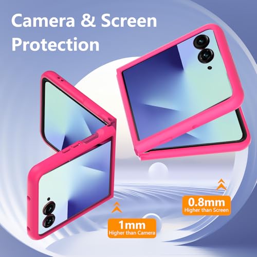 KEKBOXQ for Samsung Galaxy Z Flip 7 Case with Screen Protector, Slim-Thin Hard PC Original Silicone Phone Case Cover Z Flip7,Anti-Scratches Shockproof Protective Cases for Samsung Flip 7 5G,Hot Pink - Image 4